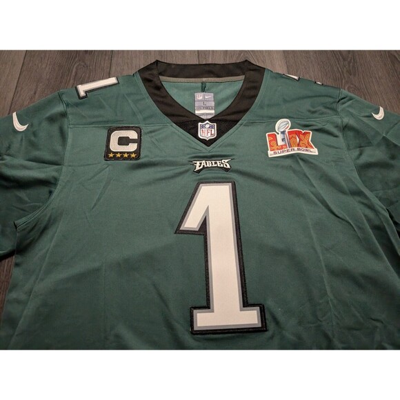 Jalen Hurts #1 Philadelphia Eagles 2025 Bowl Patch Stitched Jersey Large - Picture 3 of 3